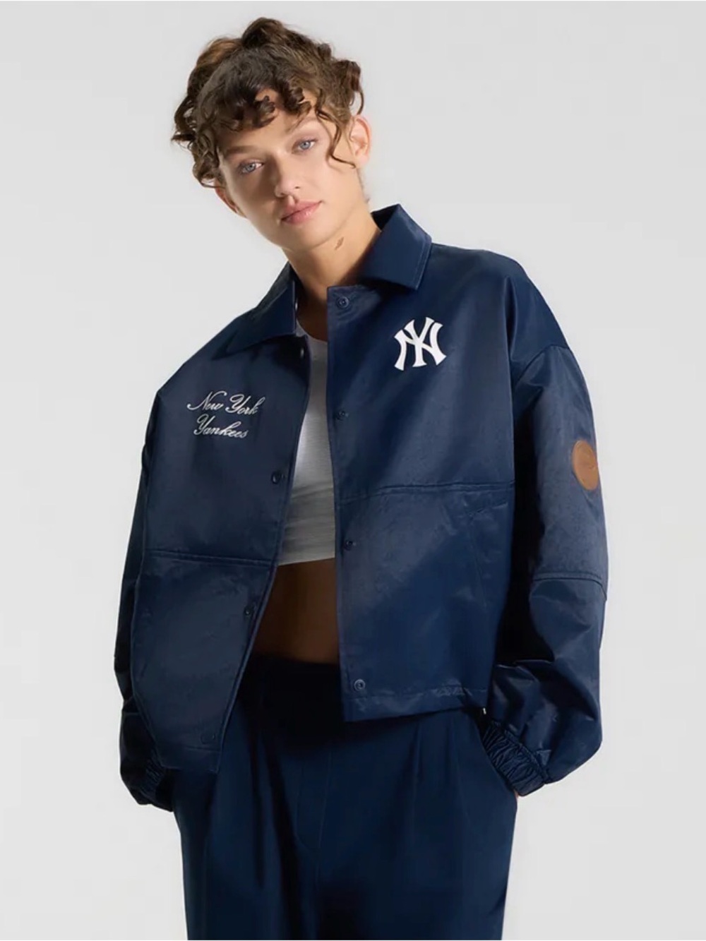 Lululemon New York Yankees MLB True Navy Coaches Jacket Snap Woman Size Small